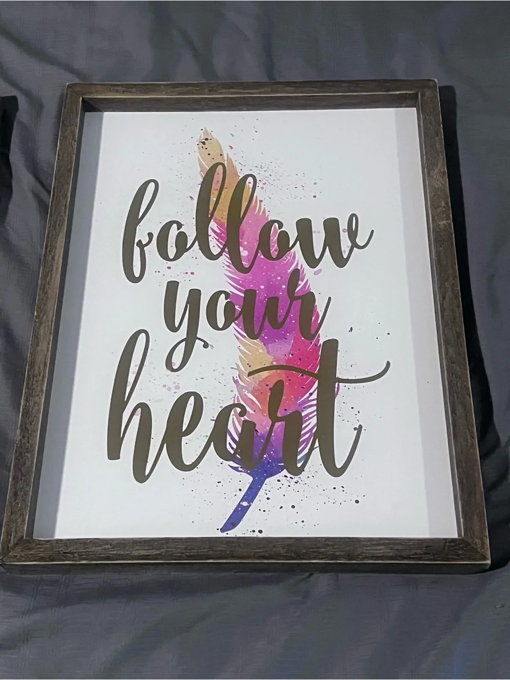 Framed Feather Quote Wall Art - Multicolor